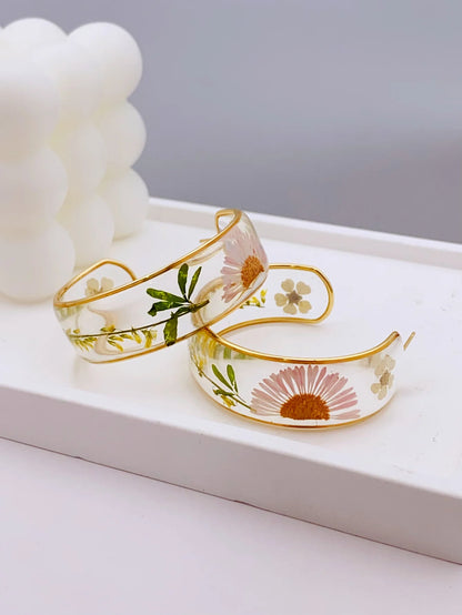 Floral Resin Hoop Earrings