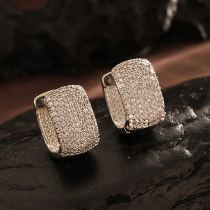 Sparkling Zircon Hoop Earrings