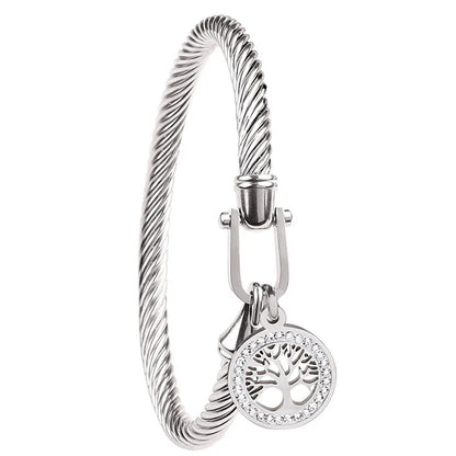 Elara Black Charm Bangle