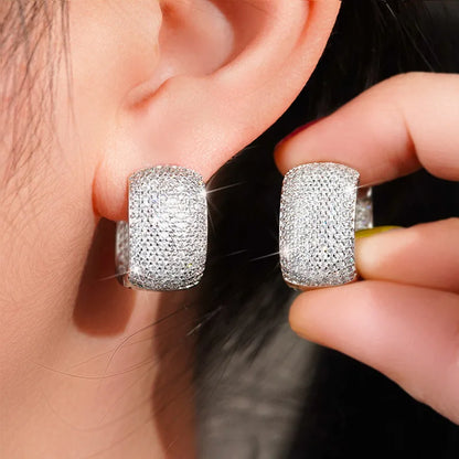 Sparkling Zircon Hoop Earrings