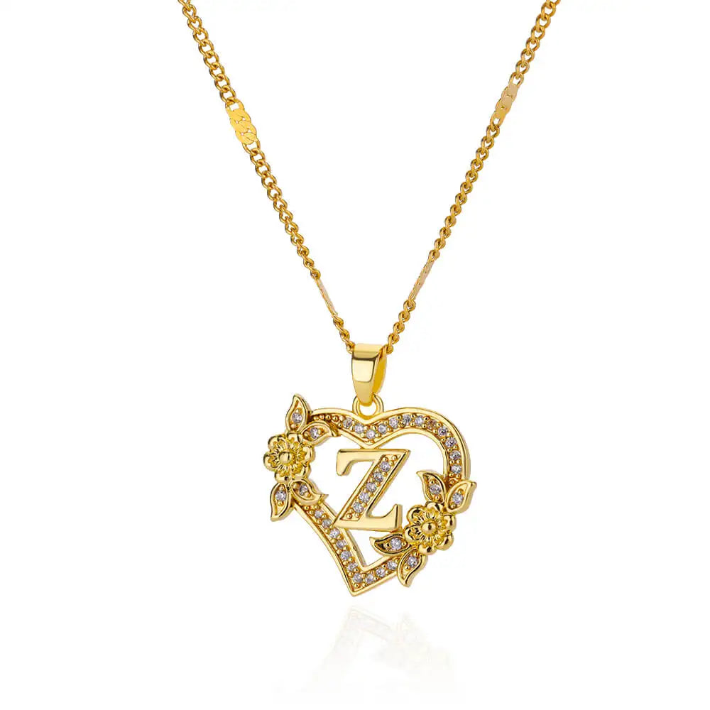 Julie Heart Initial Necklace