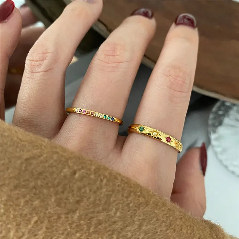 Rainbow Star Zircon Rings