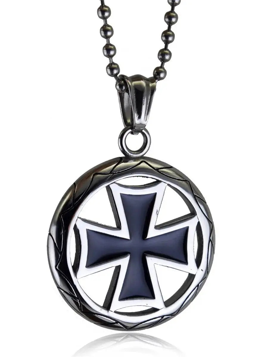Retro Cross Circle Pendant Necklace