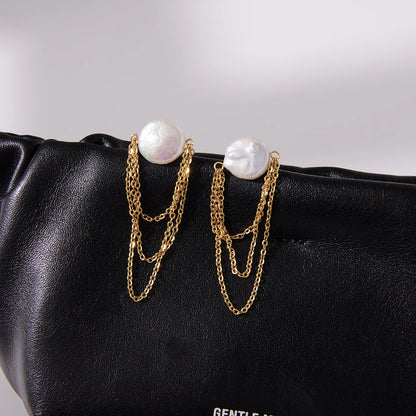 Elara Pearl Tassel Earrings