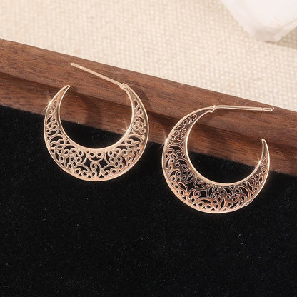 Crescent Hollow Hoop Earrings