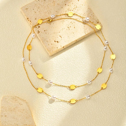 Elena Pearl Plate Necklace