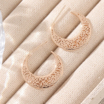 Crescent Hollow Hoop Earrings