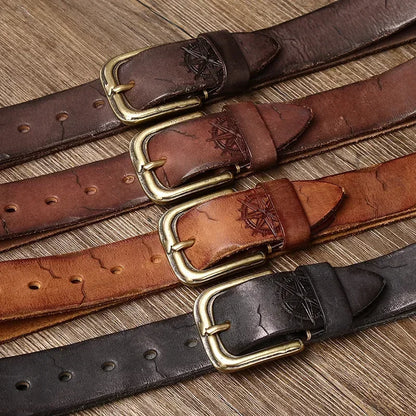 Engraved Cowhide Belt