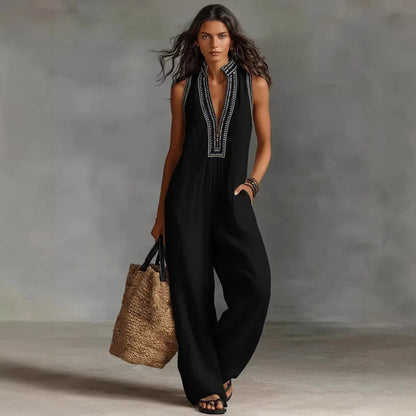 Patchwork Wide-Leg Jumpsuit