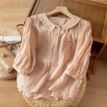 Noelle Linen Doll Collar Shirt