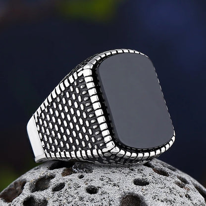 Onyx Geometric Ring