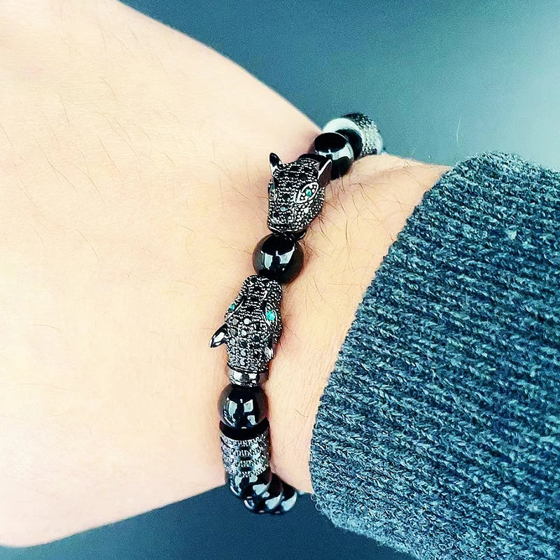 Leopard Head Bead Bracelet