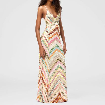 Backless V-Neck Maxi Dress
