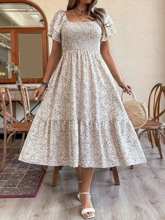 Floral Square-Neck Maxi Dress