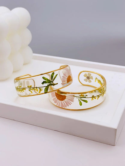 Floral Resin Hoop Earrings