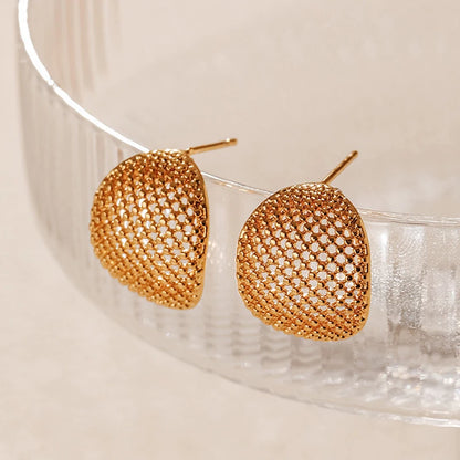 Net Semicircle Stud Earrings