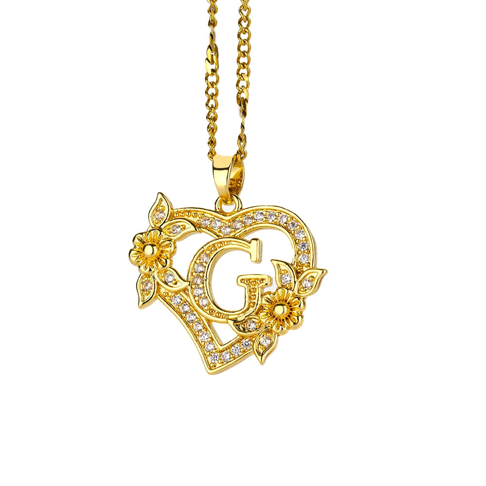 Julie Heart Initial Necklace