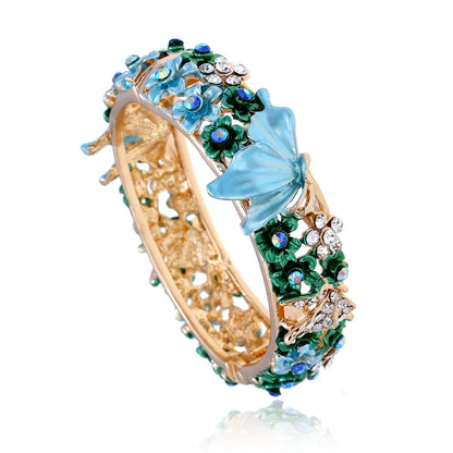 Vintage Butterfly Flower Bangle
