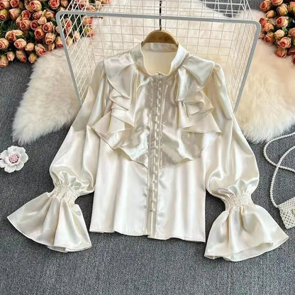 Alina Satin Ruffle Blouse