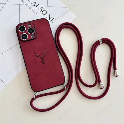 Stockholm Deer Leather Crossbody Case