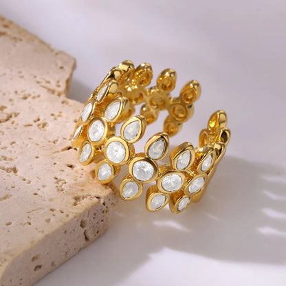 Zircon Geometric Gold Ring