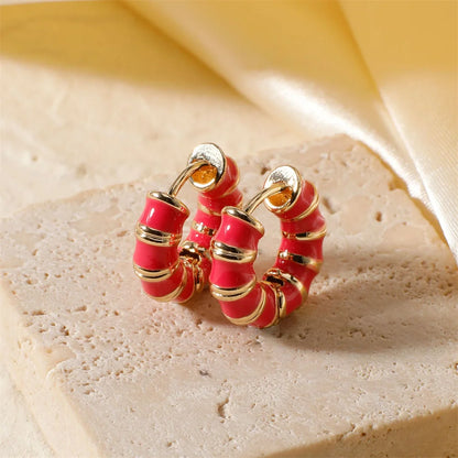Ruby Enamel Hoop Earrings