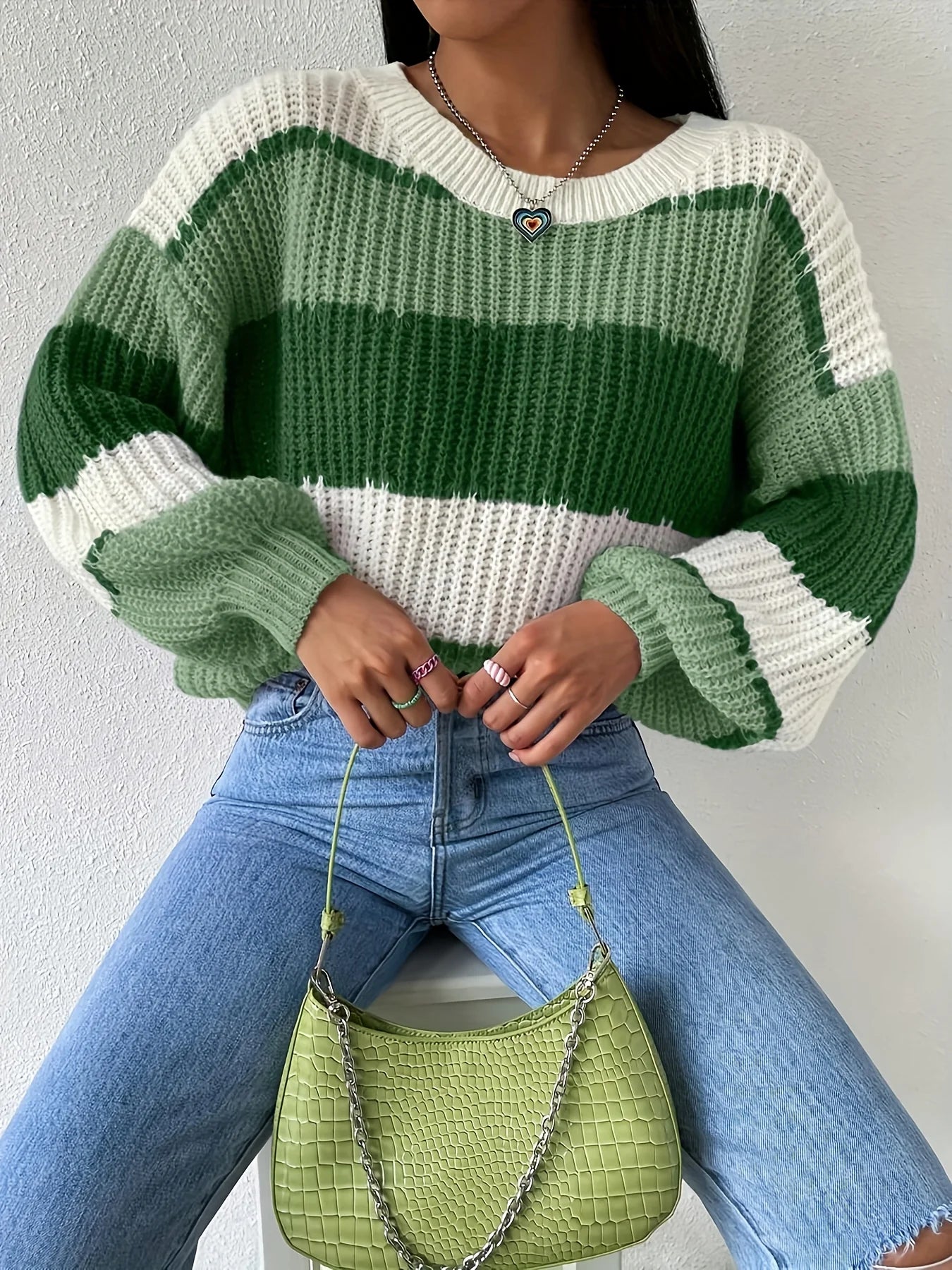 Contrast Knit Sweater