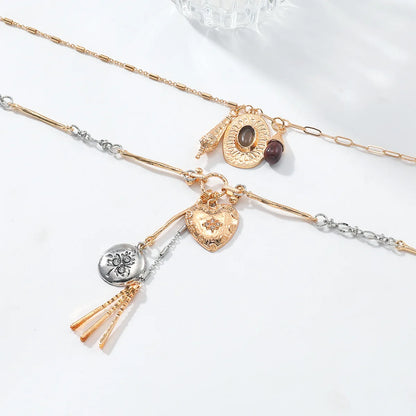 Color-Blocked Heart Pendant Necklace