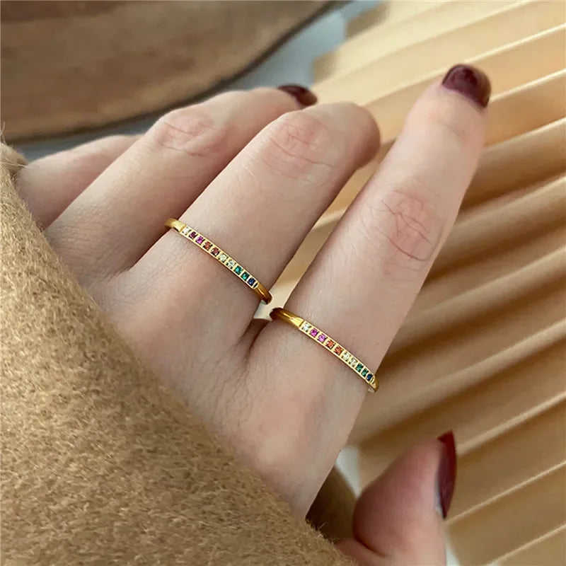 Rainbow Star Zircon Rings