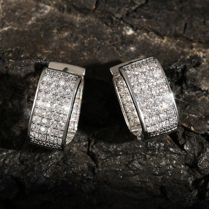 Sparkling Zircon Hoop Earrings