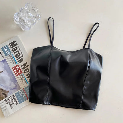 Rhea Leather Crop Top