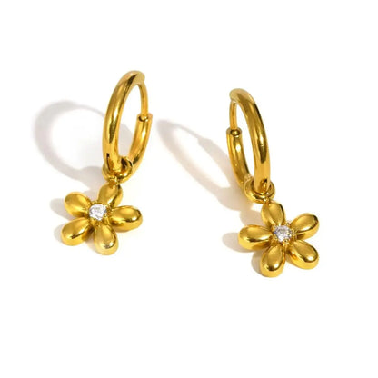 Flora Zircon Hoop Earrings