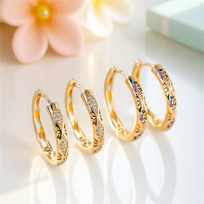Rainbow Zircon Hoop Earrings