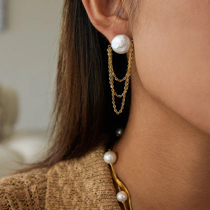 Elara Pearl Tassel Earrings