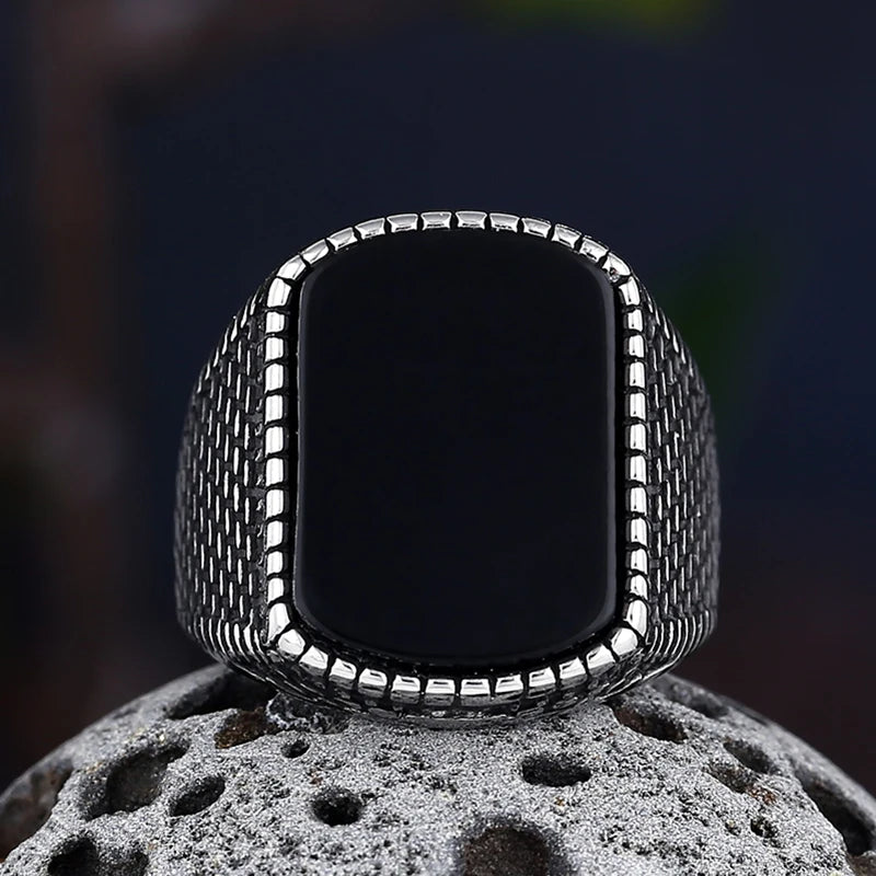 Onyx Geometric Ring