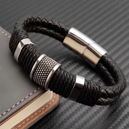 Orion Leather Steel Bracelet