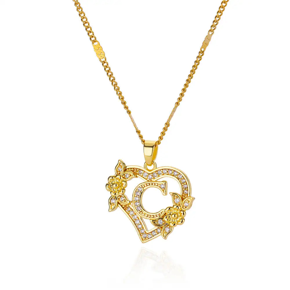 Julie Heart Initial Necklace