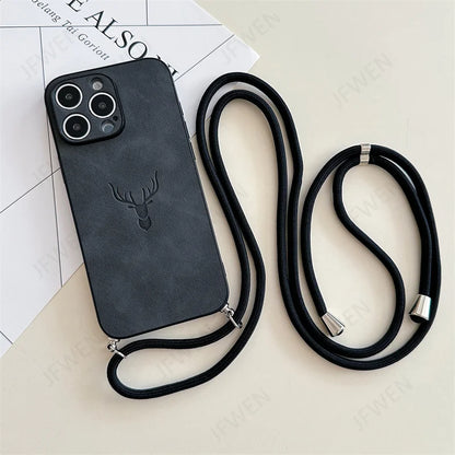 Stockholm Deer Leather Crossbody Case