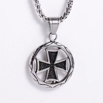 Retro Cross Circle Pendant Necklace