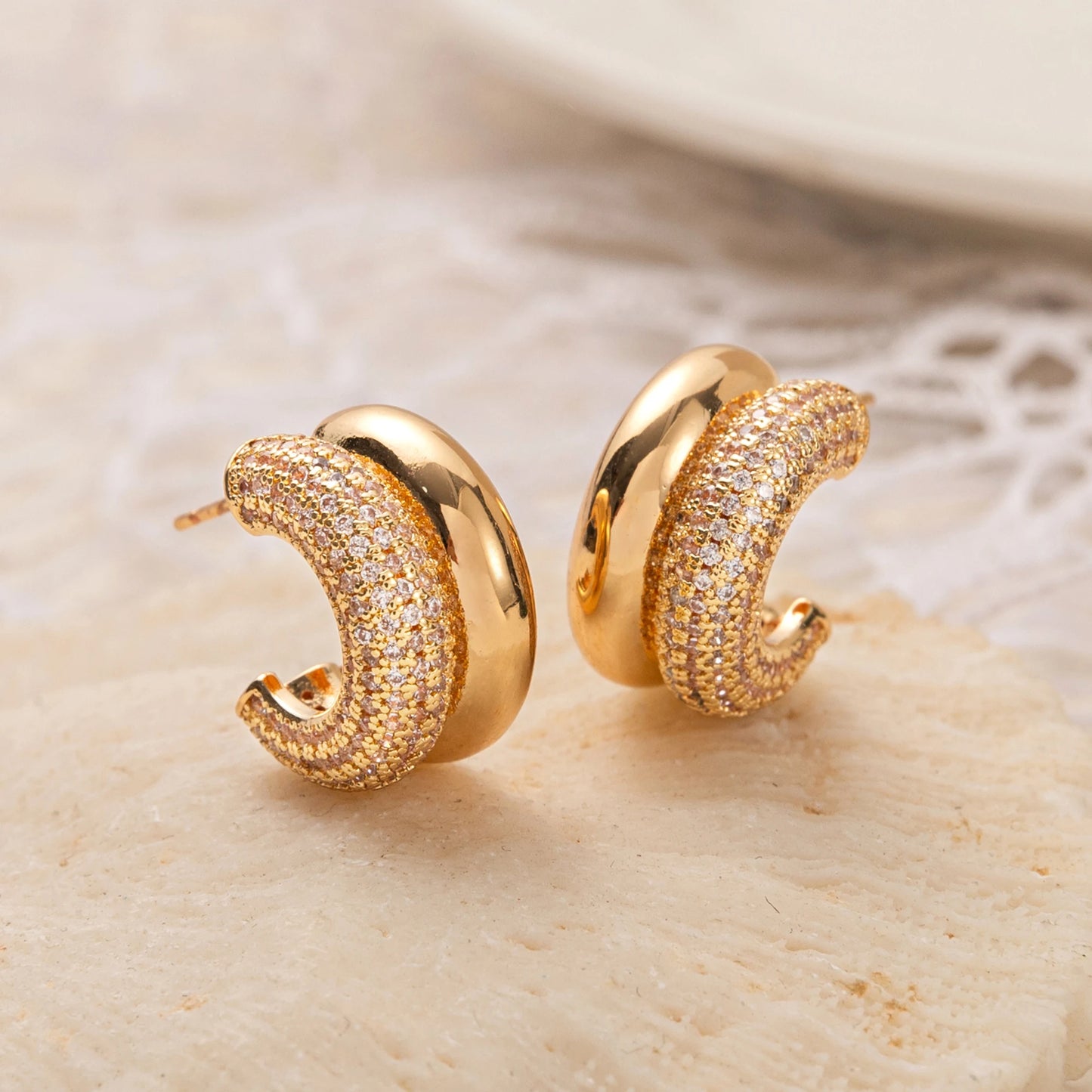 Double Ring C-Shaped Earrings