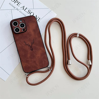 Stockholm Deer Leather Crossbody Case