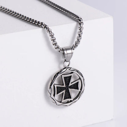 Retro Cross Circle Pendant Necklace