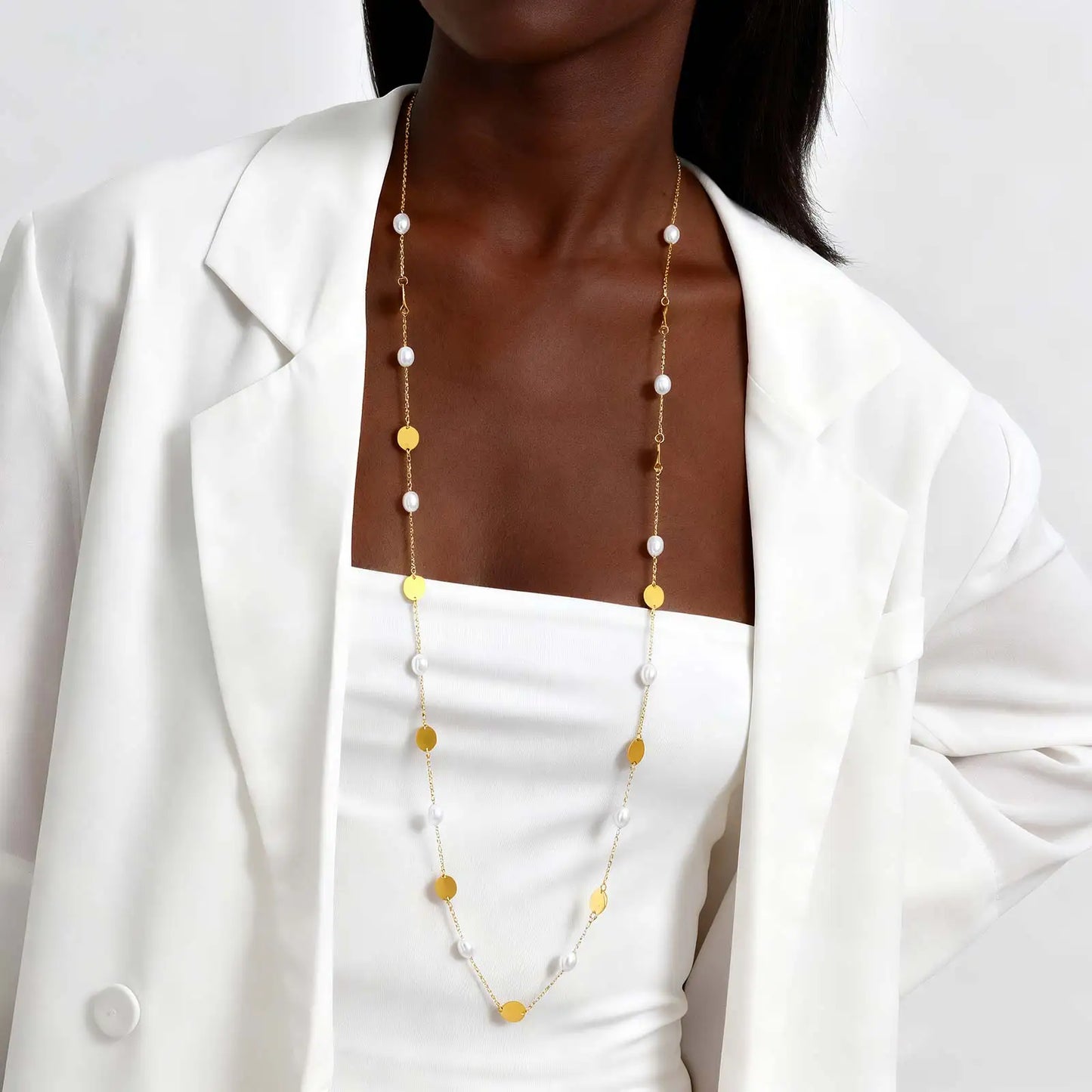 Elena Pearl Plate Necklace