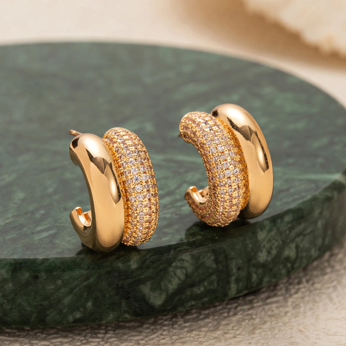 Double Ring C-Shaped Earrings
