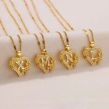 Julie Heart Initial Necklace