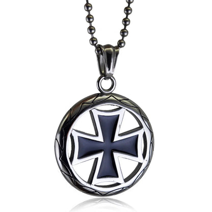 Retro Cross Circle Pendant Necklace