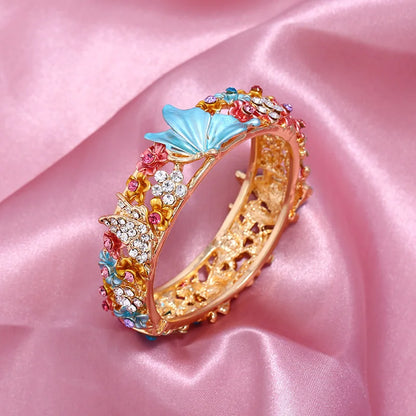 Vintage Butterfly Flower Bangle