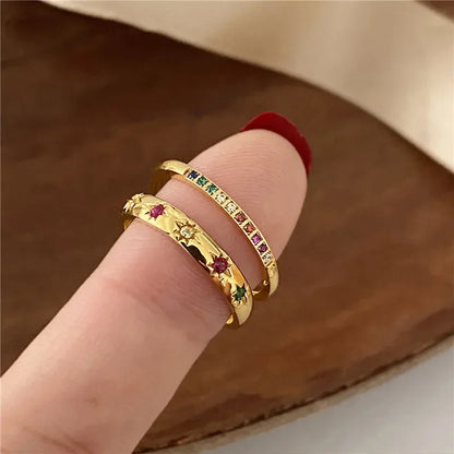 Rainbow Star Zircon Rings