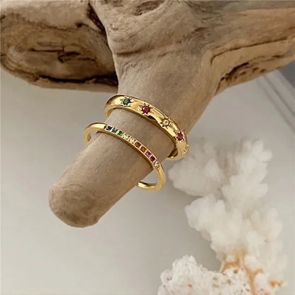 Rainbow Star Zircon Rings