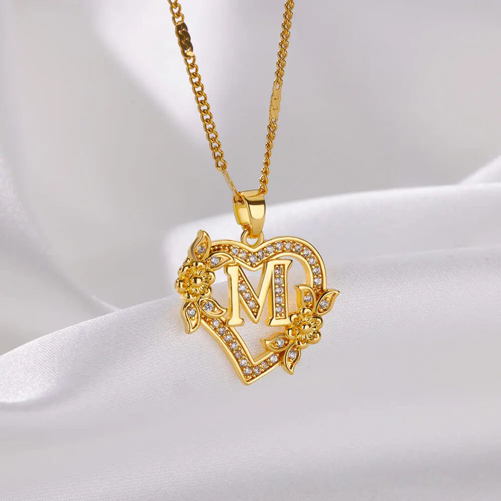 Julie Heart Initial Necklace